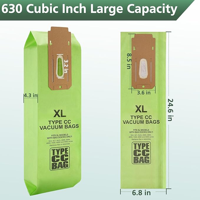 25 Packs Vacuum Bags for Oreck Type CC, Compatible with All Oreck XL Upright Vacuum Cleaner - Replaces Part # CCPK8DW