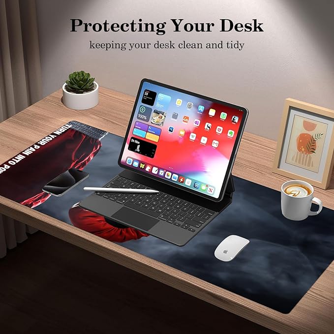 Boxing Gloves Desk Pad, Stitched Edges Mouse Pad, Large Office Desk Mat, Non-Slip Gaming Mouse Mat, Smooth Laptop Desk Pad, Desk Writing Pad for Office and Home (31.5" x 15.7 ")