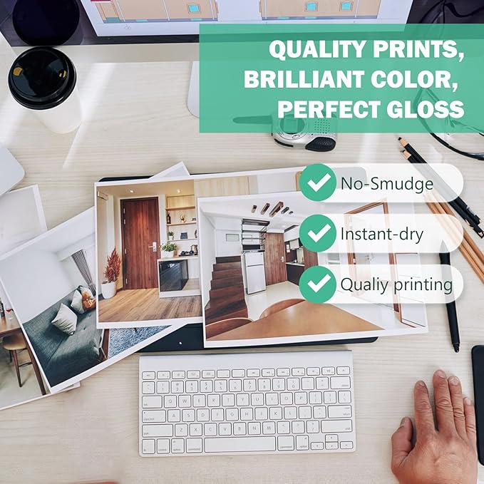 Double Sided Glossy Photo Paper 8.5 x 14 Legal Size for Inkjet Printer, 50 Pack, 140gsm/52lb