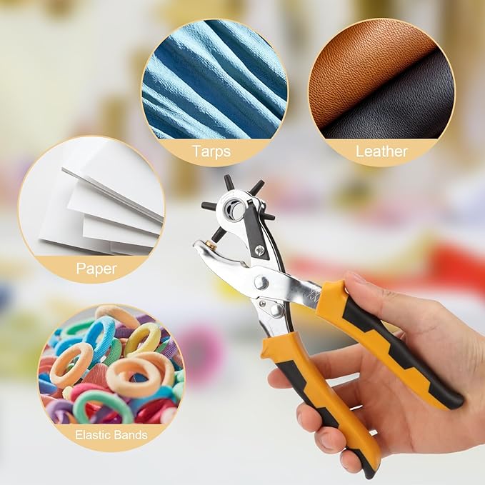 3Pcs Hole Punch Plier, Eyelet Punch Tool Set, Leather Punch Eyelet Tool for Paper, Leather, Card, Handbag and Shoes (25X Snap Button Set, 100X Eyelets)