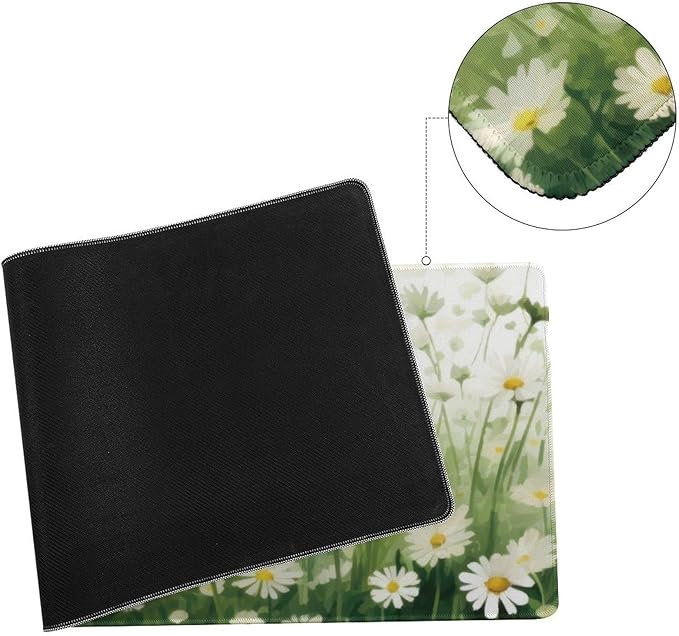 Daisy Flowers Large Mouse Pad, Floral Gaming Desk Mat, XL Keyboard Desk Pad Mat for Desktop, 31.5"x11.8" Non-Slip Base Big Mousepad with Stitched Edges