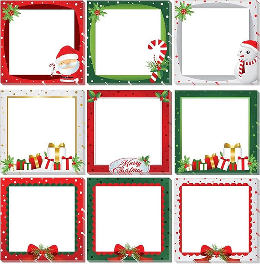 9 Pieces Christmas Sticky Notes Christmas Design Self-Adhesive Note Pads Winter Sticky Memo Notes for School Office Home Supplies Students Teachers Presents
