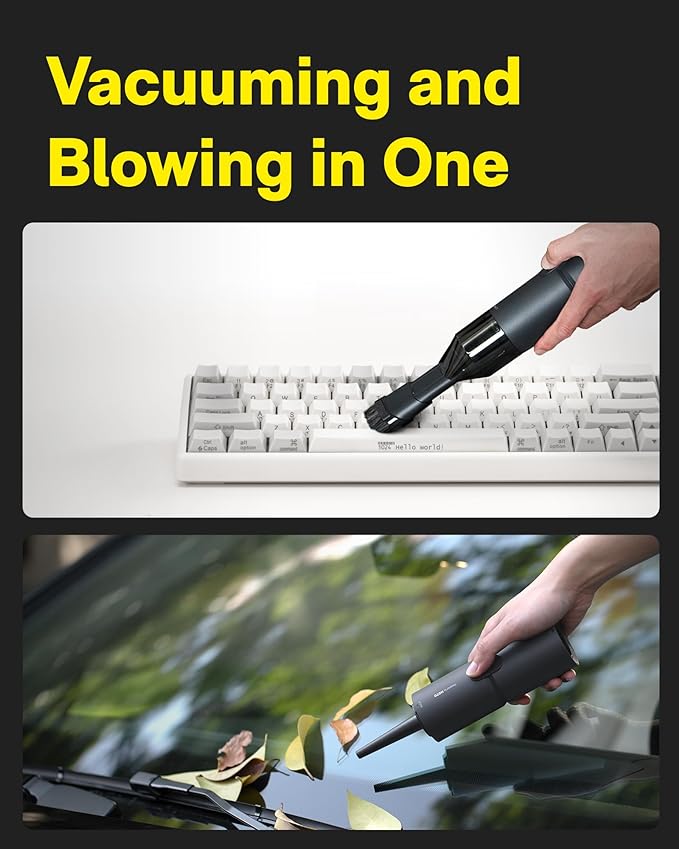 HOTO Handheld Vacuum Cleaner Cordless, Desk Vacuum Cleaner Compressed Electric Air Duster 15000Pa Suction, 4-in-1 Portable Vortex Vacuum Dust Buster Air Blower for Computer, Keyboard