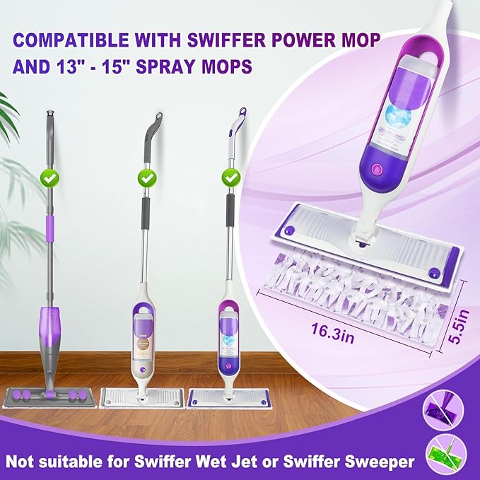 IOPRETTY Mop Pads for Swiffer Powermop - 10 Pack Wet Dry Disposable Refills for Hardwood Floor Cleaning - Mopping Replacement for Tile Wood Multi-Surface Floors - Sweeping Cloths for Home Kichen