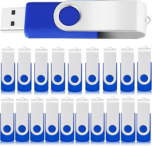4GB USB Flash Drives 20 Pack 4 GB Thumb Drive TATMOHIK 2.0 USB Drives Bulk 4GB Swivel Design Flash Drive Pack with LED Indicator 4 Gig Jump Drive Pack, USB Stick, Memory Stick, Pen Drive, Blue Color