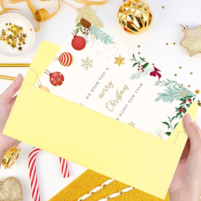 50 Pack Light Yellow #10 Business Envelopes, Standard Envelopes Self Seal, 4 1/8 x 9 1/2 Inch Letter Size Business Mailing Envelopes for Checks Invoices Statements Baby Shower Wedding Birthday