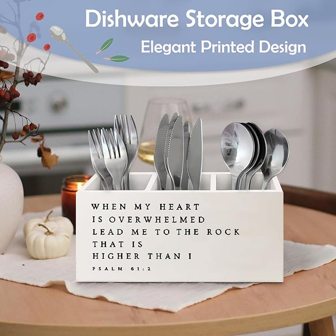 SNNDER Inspirational Christian Pen Holder for Desk, Christian Religious Gifts for Women Men, Psalm 61:2 Bible Verses Wooden Pen Pencil Holder Organizer for Home Office Desk Accessories