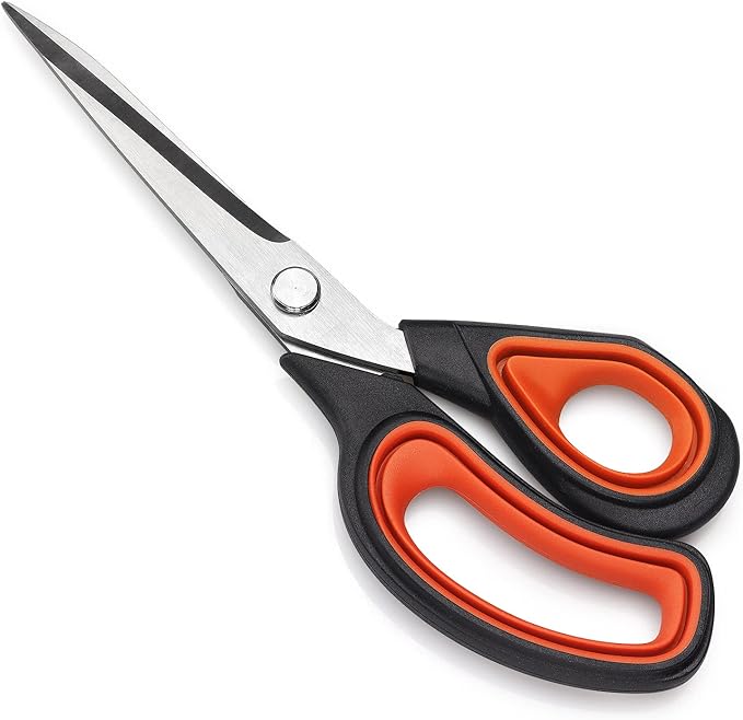 Premium Tailor Scissors Heavy Duty Multi-Purpose Titanium Scissors Professional for Leather Cutting Industrial Sharp Sewing Shears, Red