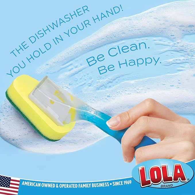 LOLA Soap Dispenser Dish Wand Sponge Head Refills, 12 Pack, Super Absorbent Scrubber, Non-Scratch, for Cleaning Dishes, Sinks and Cookware