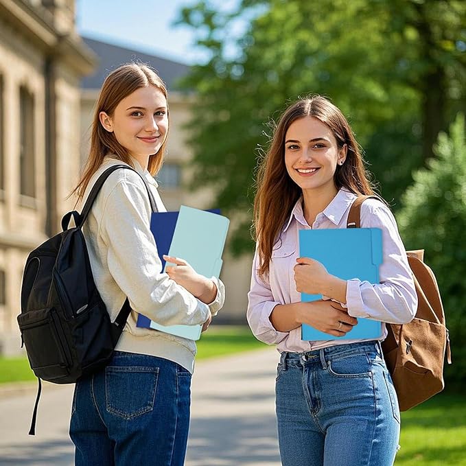 12Pcs Blue File Folders Letter Size Colored Manilla File Folders with 1/3-cut Tabs Decorative File Pockets for Office School Business Home Organizer(12, Blue Series)