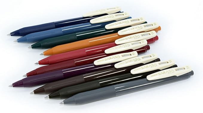 Zebra Pen Sarasa Clip Retractable Gel Pen, 0.5mm Fine Point, Light and Dark Assorted Colors, Ideal for School Supplies and Teacher Supplies, 10-Pack (49510)