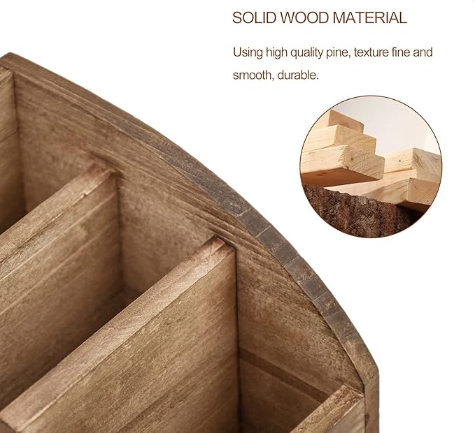 Rustic Vintage Wooden Desk Organizer Farmhouse Wood Remote Control Caddy, 3 Slot Tabletop Desktop Office Supply Storage Rack Desktop TV Remote Control Holder Home Decor Office Supplies Storage