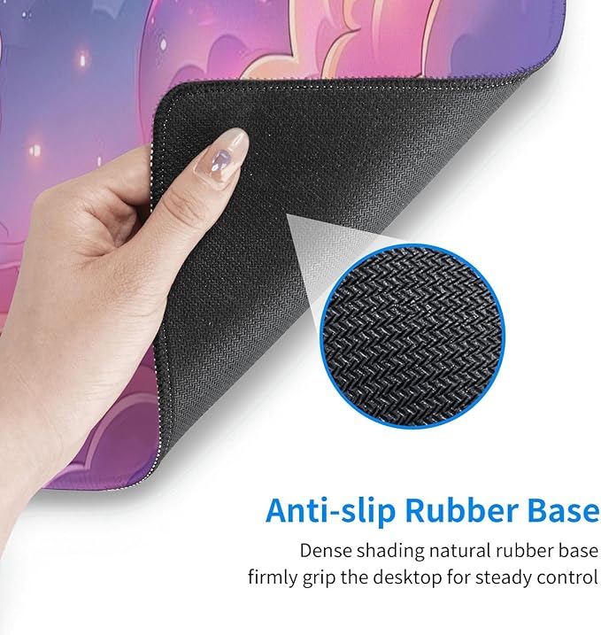 Pastel Pink Space Gaming Mouse Mat Extended Large XL Mouse Pad Desk Mat Non-Slip Rubber Mice Pads Stitched Edges for Office and Home,31.5 X 11.8 X 0.12 Inches