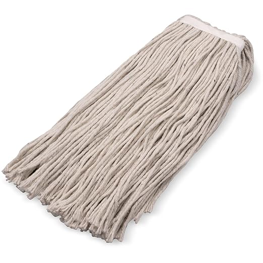 SPARTA Flo-Pac Cotton Mop Head, Cut-End, Narrow Band with White Band for Organized Cleaning, 36 Inches, Tan