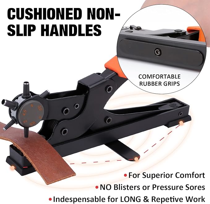 KingTool Desktop Leather Hole Punch Set, Super Heavy Duty Rotary Puncher, Multi Hole Sizes Maker Tool, Make Hole Punch Easier
