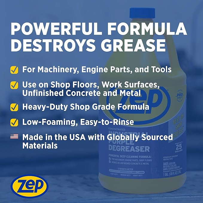 Zep Industrial Purple Cleaner and Degreaser Concentrate - 1 Gallon (Case of 2) R45802 - Powerful Deep Oil and Grease Cleaning Formula for Machinery, Engine Parts, Shop Floors, Garages, Works on