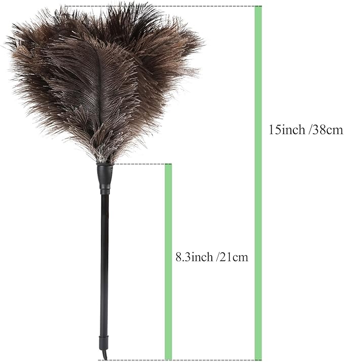 MehelloFeather Ostrich Feather Duster 15Inch Natural Fluffy Handheld Feather Dusters for Cleaning Keyboard Home Car Office (5PCS)