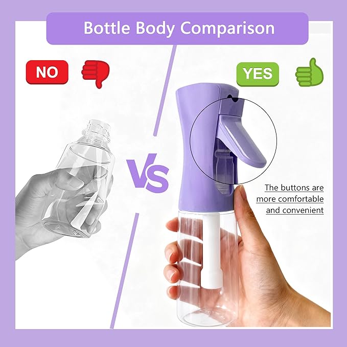 Spray Bottle for Hair Continuous Ultra Fine Mist (200ml) 360° Multi Spray Bottle for Plants, Cleaning, Skin Care Leakproof & Durable 1 Pack