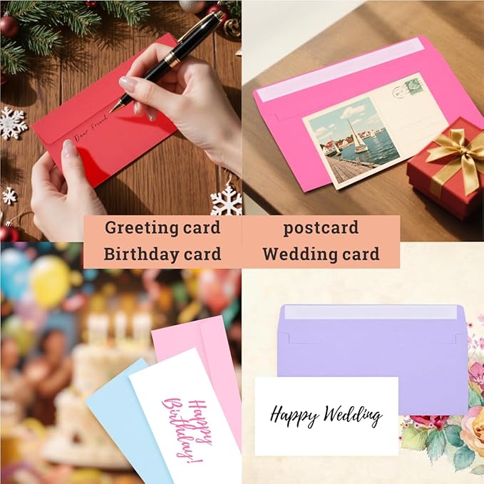 200 Pack #10 Business Envelopes, Self Seal Standard Envelopes for Office Checks, Business Letter Mailing, Invoices, Invitations, 4 1/8 x 9 1/2 Inches (Ten Colors, 4.13 x 9.49)