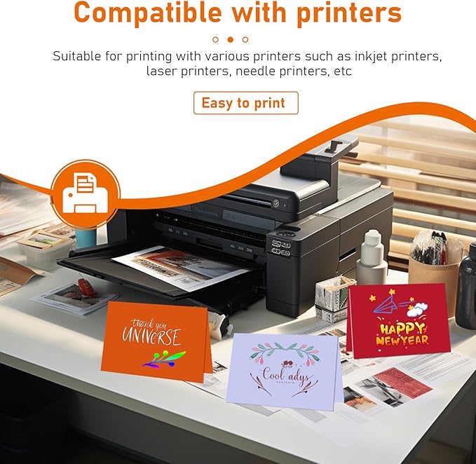 10 Assorted Colors Greeting Cards and Envelopes 5 x 7 Printable Blank 300GSM Folded Cardstock and A7 Envelopes Self Seal 20 packs for Invitations, Wedding, Thank You Cards, Graduations