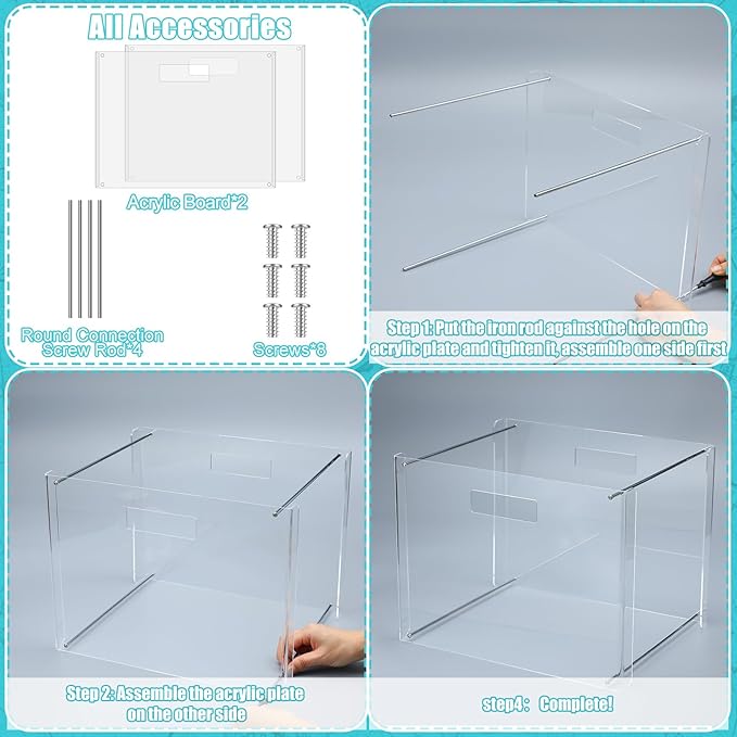 24 Hanging File Folder with Acrylic Organizer for Letter/a4 Size Desktop Clear File Storage Box with Handles for Home Work Office Use(Blue,Classic)