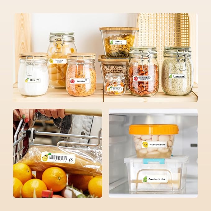 NIIMBOT D11 Label Maker Tape D110 Label Paper, Self-Adhesive Labeling Tape Replacement 0.55" X 1.97" (14 X 50mm) Thermal Label Tape for School Home, 130 Labels/Roll, Fruit Color