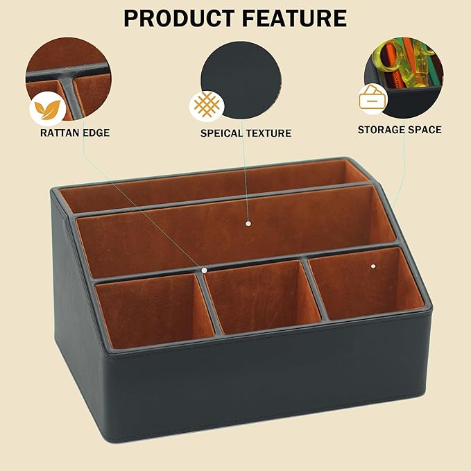 Desk Organizer, Mail Organizer Countertop, Bills Organizer, Mail Sorters, Magazine Holder, Desk Organizer and Accessories for Office Supplies, Brown, Black