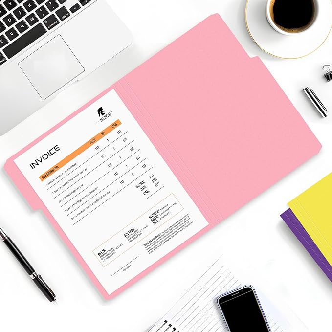 SUNEE File Folders, 120 Pack Manilla Folders 8.5 x 11, Colored File Folders Home Office School Supplies for Documents Files Paper, 6 Assorted Colors