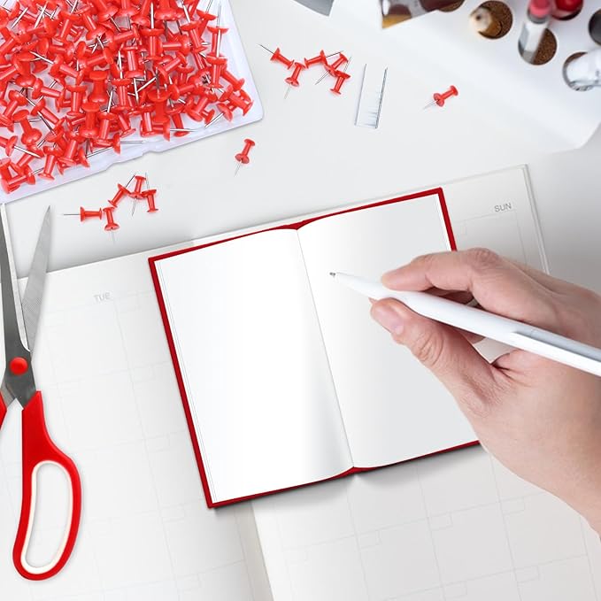 Red Office Supplies,UPIHO Red Desk Accessories,Stapler and Tape Dispenser Set for Women with Stapler,Tape Dispenser,Staple Remover,Staples,Push Pins,Scissor and Pocket Notebook,Gift for Office Clerks