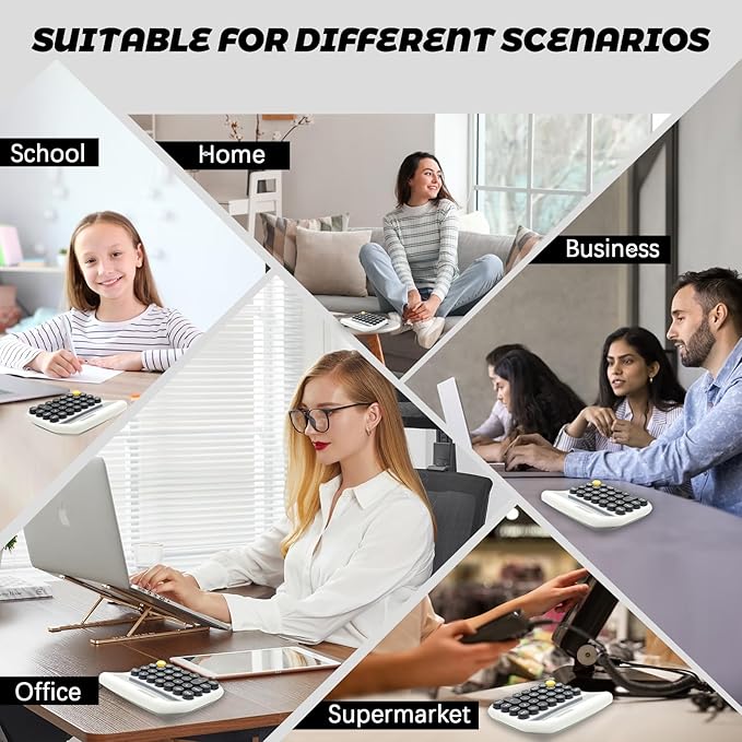 Black White Calculator, Big Button Calculator with Large LCD Display, White Office Desk Accessory for Offices, Schools, Homes and Businesses