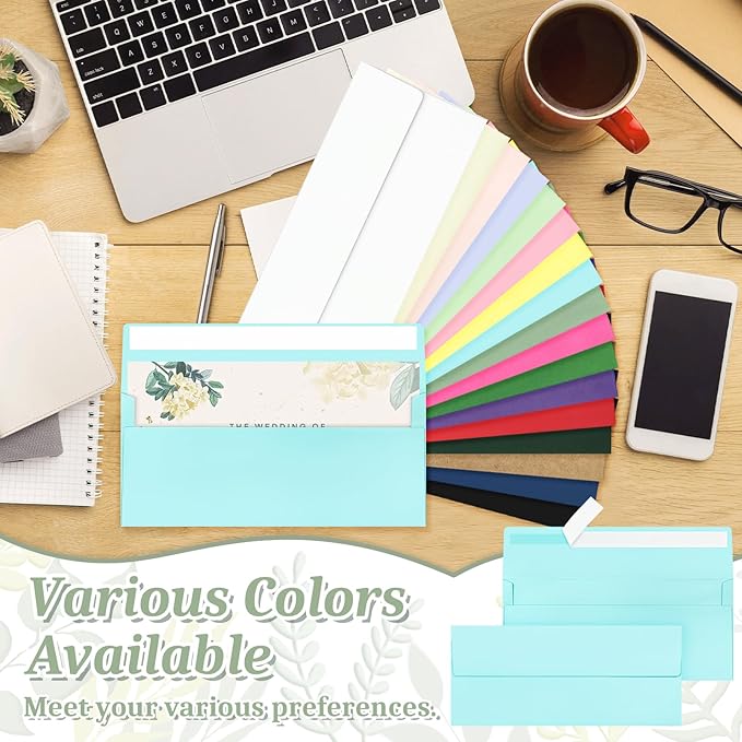 200 Pcs #10 Business Envelopes, Self Seal Standard Envelopes, Windowless Business Mailing Envelopes for Office, Checks, Letters, Invoices, Statements, Wedding, Size 4-1/8 x 9-1/2 inch (Light Blue)