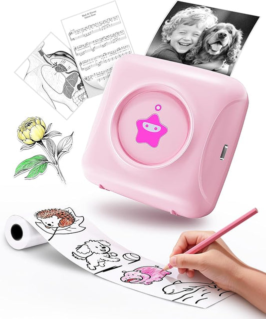 vretti Sticker Printer - TP2-Y Mini Portable Thermal Printer Inkless Sticker Maker Machine Bluetooth Label Maker Pocket Instant Print for Study Graphics, Anatomical Diagrams, Photos, Students