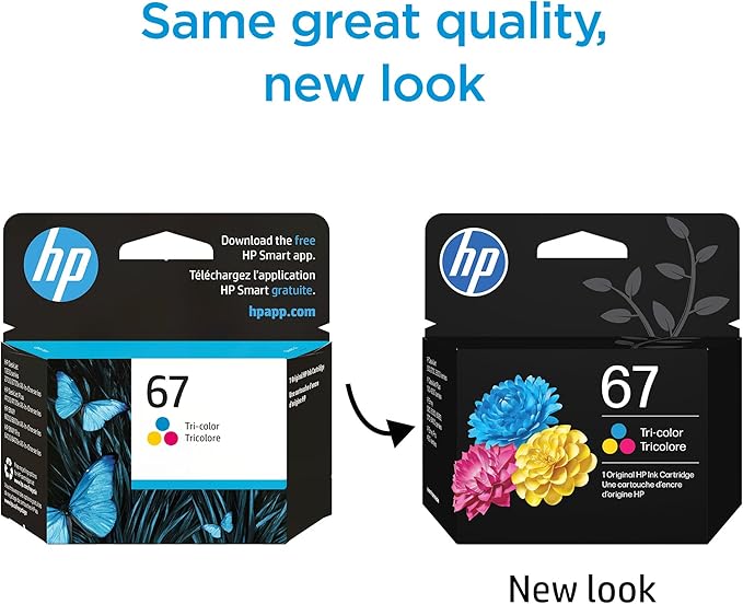 HP 67 Tri-Color Ink Cartridge for HP Printers | Works with DeskJet 1255, 2700, 4100 Series; ENVY 6000, 6400 Series | Eligible for Instant Ink | 3YM55AN | Packaging May Vary