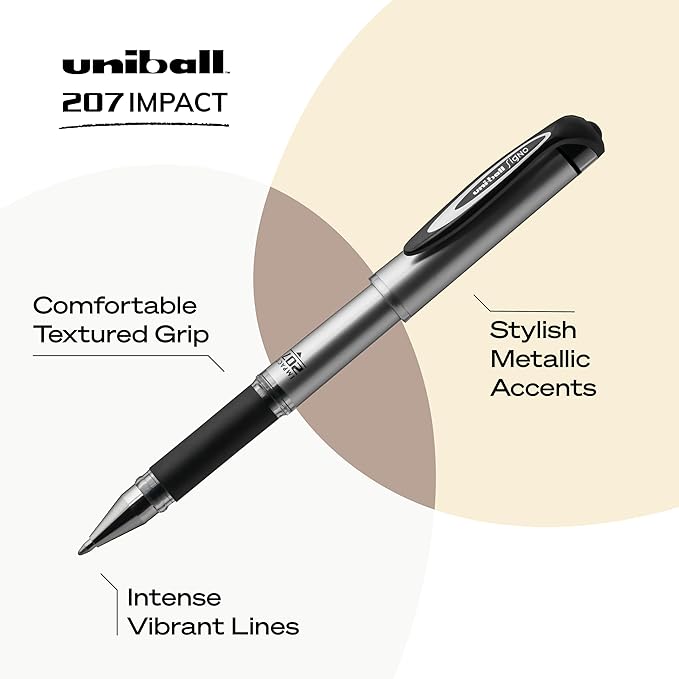 uniball™ 207 Impact Gel Pens, Bold Point (1.0mm), Assorted Colors, 4 Pack