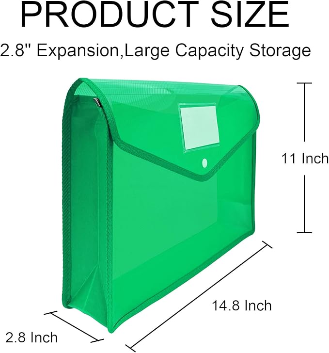 CHEPULA B4 Plastic File Wallet Envelope Expanding File Folder Document Organizer with Snap Closure & Label Pocket Clear Colored Waterproof Accordion File Pouch for Office Home Storage