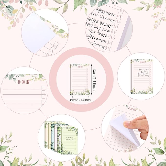 300 Sheets to Do List Notepad Daily Checklist Sticky Notes Cute Undated Memo Pad Color Block to Do Note Pad Weekly Plan Agenda and Organizer Planners for College(Green Leaf Style,3.14 x 5.11 Inch)