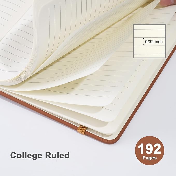 ViVin Lined Journal Notebooks, 3 Pack, Brown, 192 Pages, Medium 5.5 x 8.3 inch, College Ruled, A5 Hardcover Notebooks, Journaling Notebooks for Writing, Business, School