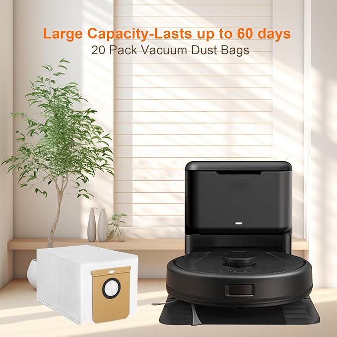 20 Pack Vacuum Dust Bags for Eufy L50 L60 Robot Vacuums Cleaner Self-Emptying Dock, Replacement Dust Bags with Self-Empty Station