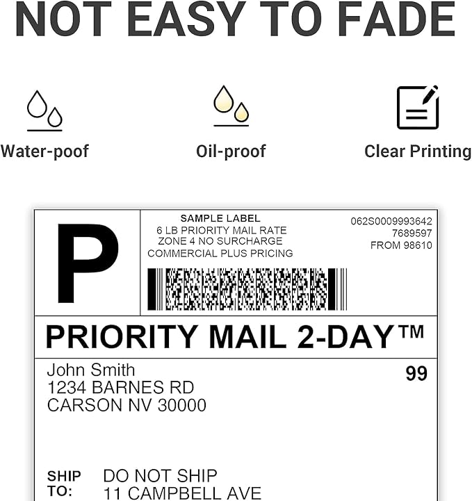 4x6 Thermal Labels, 2 Packs of 500 4x6 Fold Labels - Compatible with JADENS, ASprink, Phomemo, Rollo, Zebra, Omezizy and Other Thermal Printers