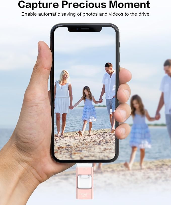 Flash Drive for iPhone 512GB, Photo Stick Thumb Drive USB Stick High Speed Transfer USB Drives External Storage Memory Expansion for iPhone/iPad/PC/Laptop (Pink)