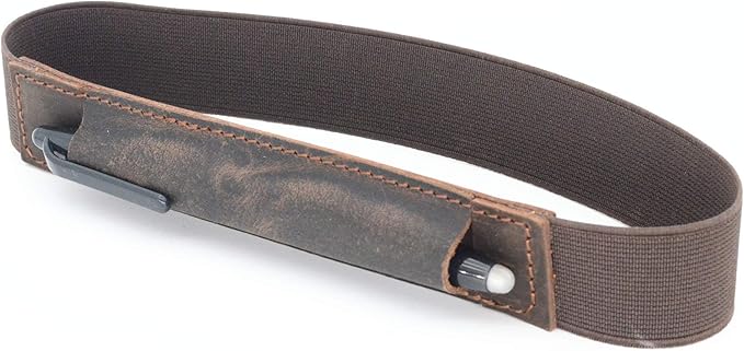 JJNUSA Genuine Leather Pen Case Holder Fits (6 to 6.5 in) Tall Notebooks Pencil Sleeve Cover Pen Pouch Pen Holster Handmade Darkbrown