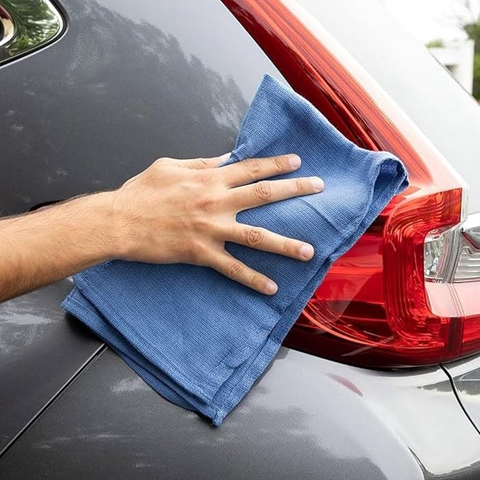 Premium Blue Huck Towels – (24 Pack) 15 x 27 inches 100% Cotton Bulk Towel for General Cleaning, Auto Shop, and Hospital Use, Super Absorbent, Machine Washable Cloth