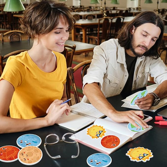 600Pcs Outer Space Sticky Notes, Cute Outer Space Memo Pads Solar System Planet Shaped Self Sticky Notepads for Teachers Office Classroom School Supplies Birthday Party Favors