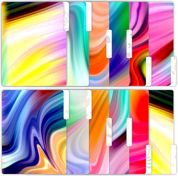 PARTH IMPEX 12 Pack Decorative File Folders, 1/3 Cut Tab with Assorted Positions, Letter Size Paper Holders (9.37” x 11.75”) Matte Finish Laminated for Office School Work - Gradient Colored Design