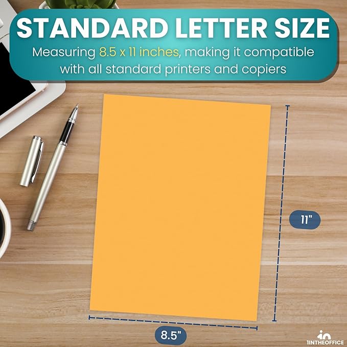 1InTheOffice Colored Copy Paper, Printer Paper, 20 lbs., 8.5" x 11", Goldenrod Pastel, 500 Pack