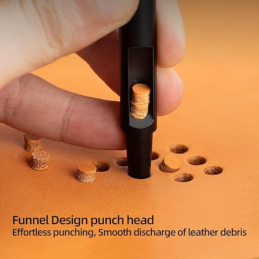 WUTA Leather Punches Round Hole Puncher Plating Titanium Hollow Punching Tool Working for Watch Band, Fabric, Plastic (1pc 7mm Hole Punch)
