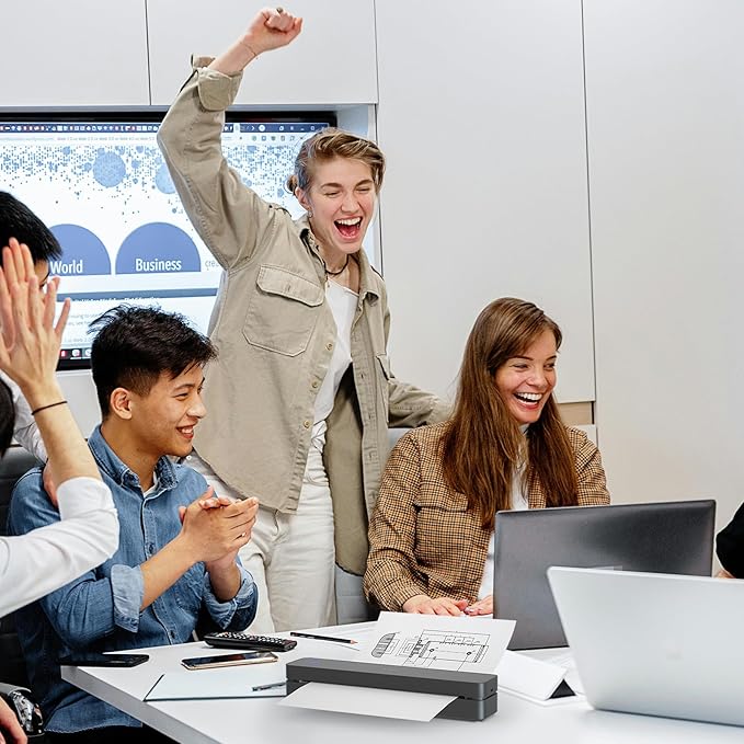 iDPRT Portable-Printer Wireless for Travel, 300DPI Inkless Thermal Small Printers for Home Use, Office, Vehicles, Mobile Bluetooth Printer Supports 8.5" x 11" US Letter, for Smartphone & PC,Dark Black