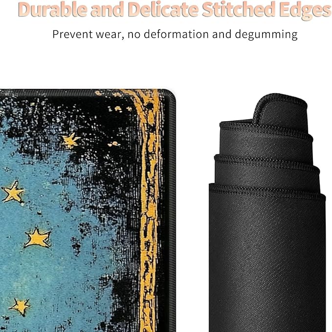 Desk Mat Large Gaming Mouse Pad (31.5x11.8 inch) with Stitched Edges, XL Mouse Pad +Coaster, Extended Mouse Mat Keybroad Mousepad Non-Slip Rubber for Gamer Men Women, Black Cat Moon