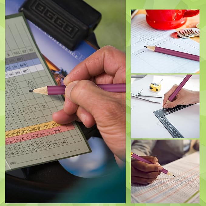 50 Pcs 4 Inch Mini Golf Pencils with Erasers Bulk Pack of Wooden Pencils for Parties Weddings School and Offices (Purple)