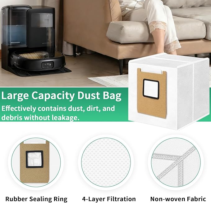 Accessory Kit Compatible with eufy Omni E28 / Omni E25 Robot Vacuum, 23-Pack Replacement Parts with 2 Sets Rolling Brushes, 2 Roller Mops, 4 Filters, 6 Dust Bags, 6 Side Brushes, 1 Cleaning Brush